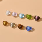 Lampwork Heart Glass Beads 10-20mm Transparent Silver Foil Filled 2pcs 3