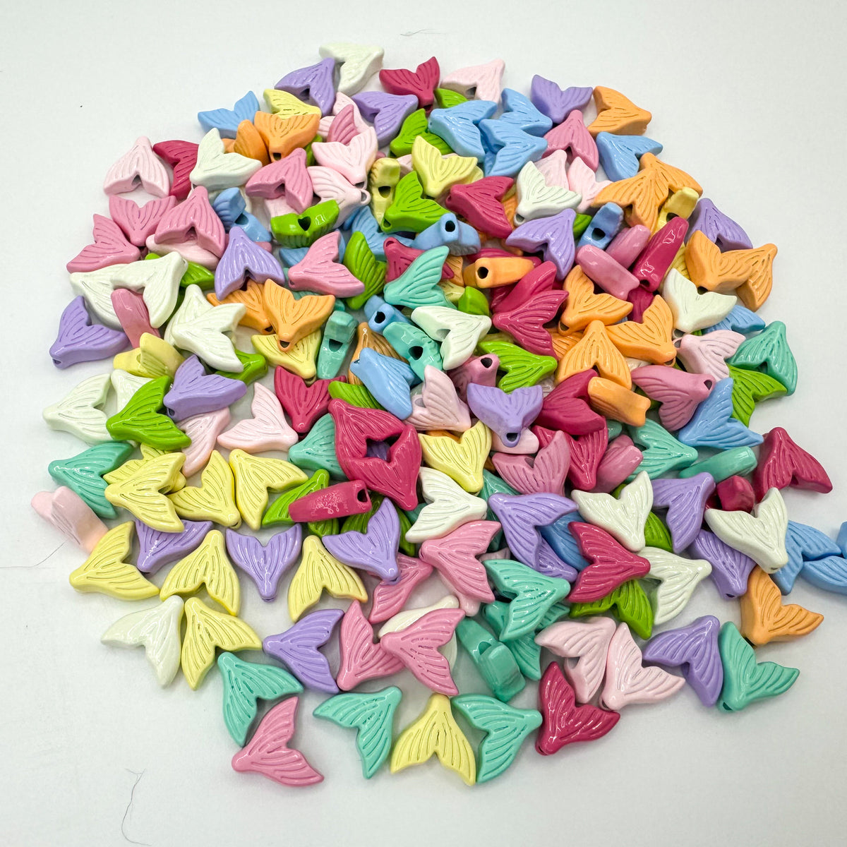Mermaid Tail Metal Beads 10mm Pastel Painted Scales 20pcs 6