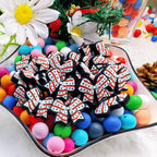 Silicone Focal Beads Bow White Spot Outline Colorful Spots 20pcs 2