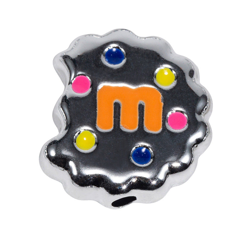 Hand Painted Bitten Cookie Acrylic Beads 22mm Enamel Glossy 10pcs 42
