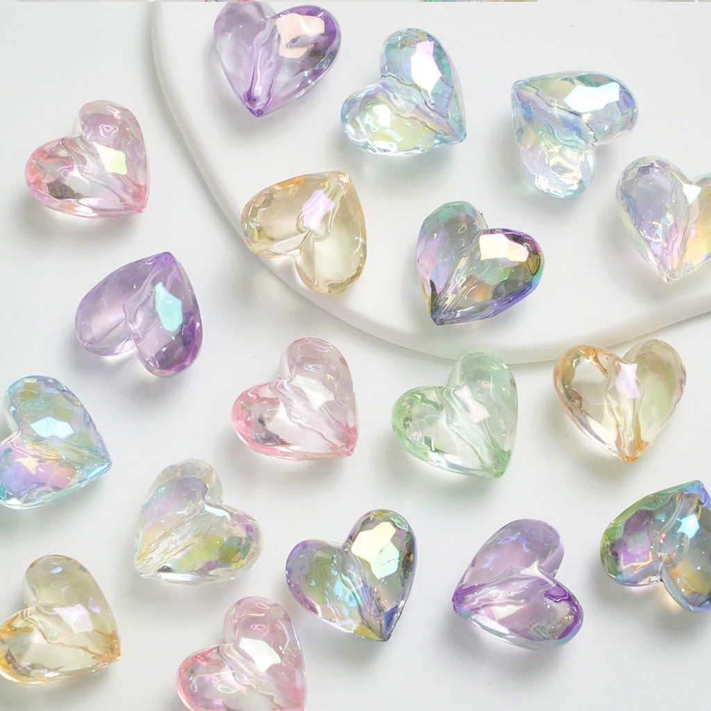 Transparent UV Plating Faceted Pentagram Love Acrylic Beads 19-20mm 50pcs 3