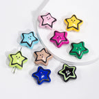Colorful Smiley Star Acrylic Beads 22mm Glossy 10pcs 5