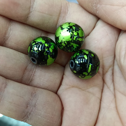 Dark Tone Spray Ink Acrylic Beads 16mm Glossy Splatter Pattern 100pcs 8