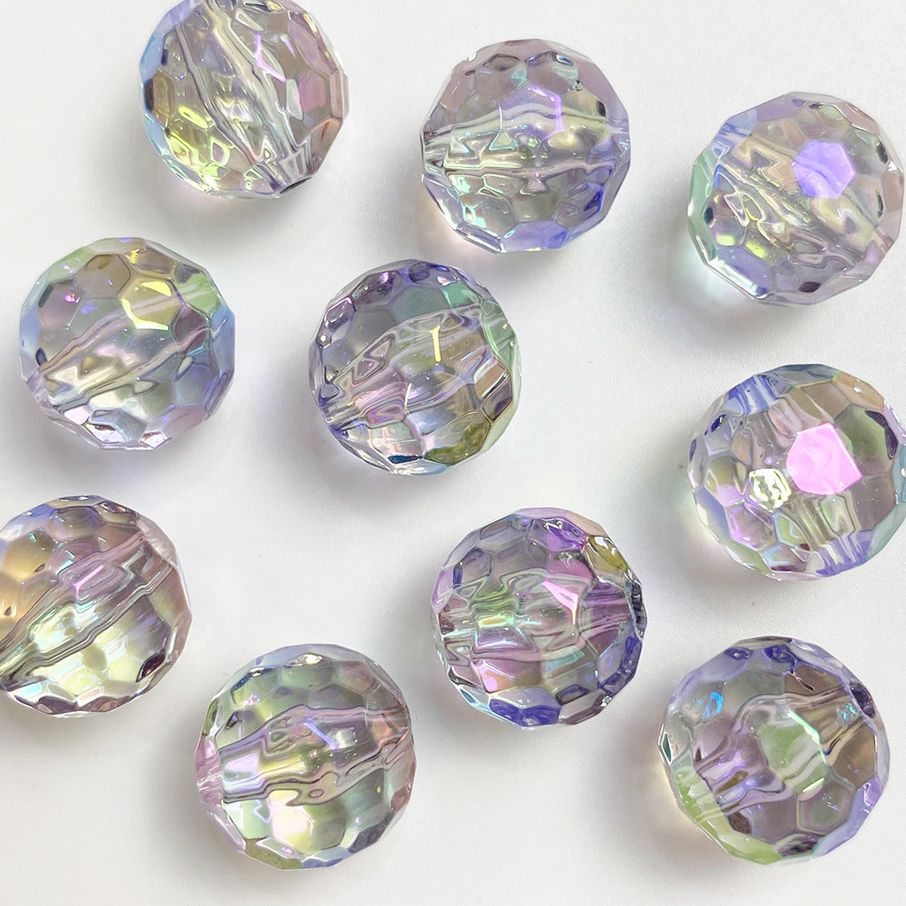Transparent Football Faceted Acrylic Beads 14-16mm UV Plating 50pcs 12