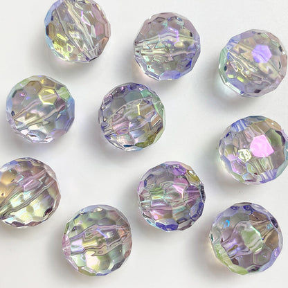Transparent Football Faceted Acrylic Beads 14-16mm UV Plating 50pcs 12