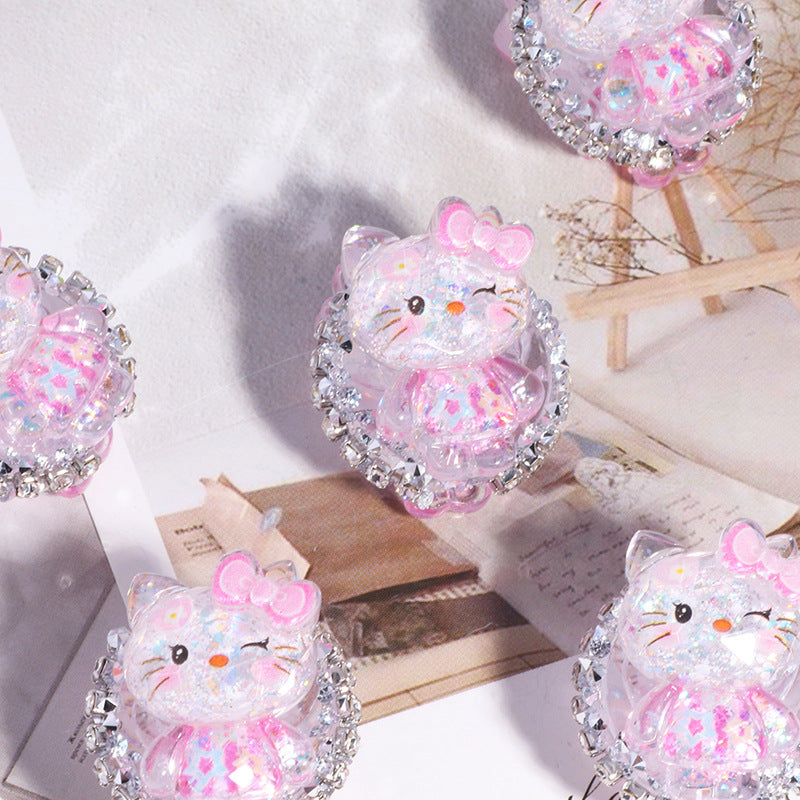 Polymer Clay Rhinestone Beads 29mm Glitter Sanri Character 5pcs