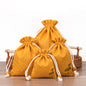 Cotton Linen Drawstring Bags Colorful Lotus Print 8x10-12x15cm 2pcs 8
