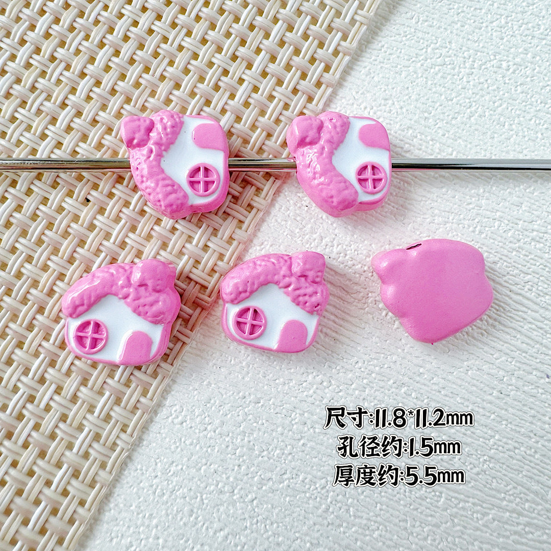 Baking Painted House and Camera Metal Beads 11mm 15mm Pastel Colors 20pcs 12