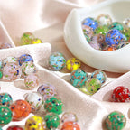 Lampwork Glass Beads Round 8 10 12mm Colorful Gold Foil 100pcs 3
