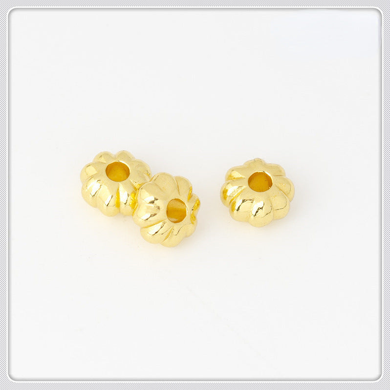 Alloy Flat Pumpkin Spacer Beads 5-7mm Striped Tibetan Style 100pcs 4