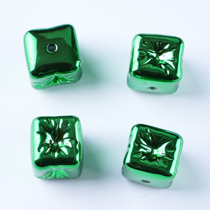 Metallic Balloon Concave Square Acrylic Beads 14mm Glossy 50pcs 13