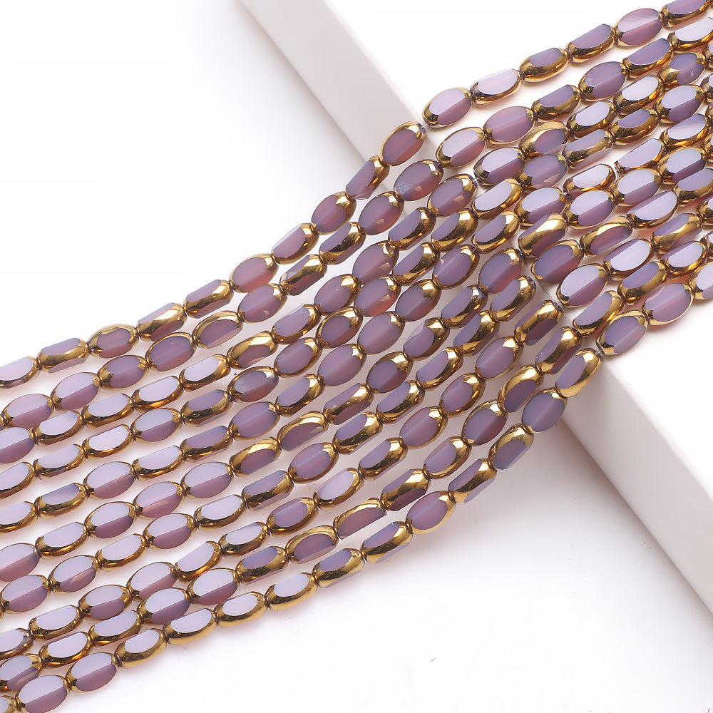 Gilded Oval Seed Glass Beads 4x6mm Plated Gold Frame 96pcs 18