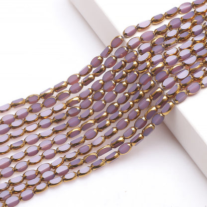 Gilded Oval Seed Glass Beads 4x6mm Plated Gold Frame 96pcs 18