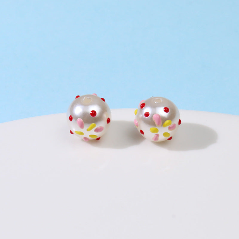 Hand Painted Acrylic Beads 12mm Enamel Cartoon Motifs 10pcs 6