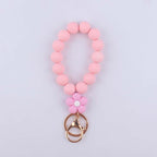 Flower Silicone Bead Wristlet Keychain Colorful Smooth Beads 6