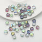 Flat Rose Glass Beads 6mm Iridescent Plating Floral Cube 50pcs 8