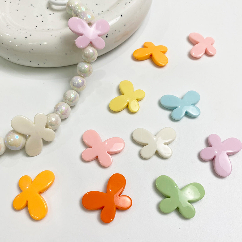 Creamy Color Butterfly Acrylic Flat Beads 29mm 1pc