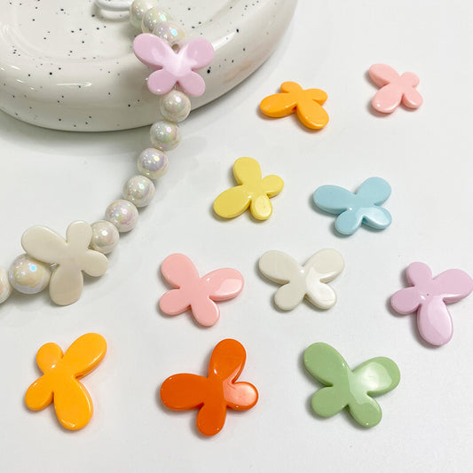 Creamy Color Butterfly Acrylic Flat Beads 29mm 1pc