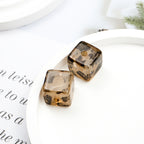 Transparent Square Acrylic Beads 16mm Ink Leopard Print 10pcs 5