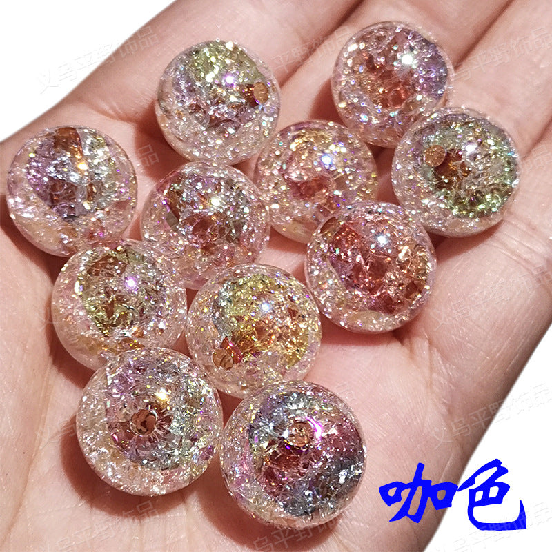 Colored Crackle Round Acrylic Beads 16mm Glossy Translucent 100pcs 8