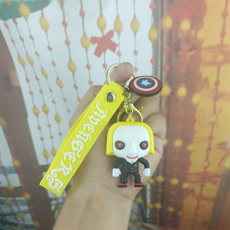 Soft Rubber Halloween Clown Keychain with Orange Hair and Yellow Eyes 9