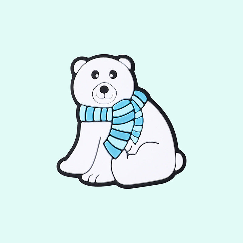 Silicone Focal Beads Snow Polar Bear Penguin Winter Snowman Scarf 20pcs 6