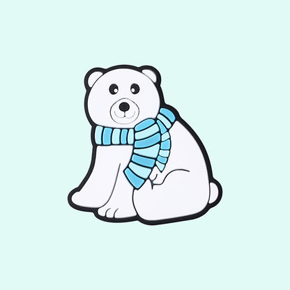 Silicone Focal Beads Snow Polar Bear Penguin Winter Snowman Scarf 20pcs 6