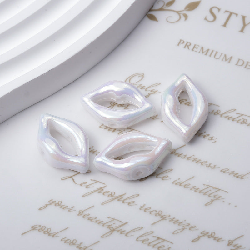 Plating Lip Acrylic Beads 25mm Metallic Glossy Finish 100pcs 5
