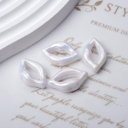 Plating Lip Acrylic Beads 25mm Metallic Glossy Finish 100pcs 5