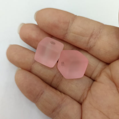 Rubberized Ice Texture Square Acrylic Beads 14mm Frosted Matte 100pcs 4