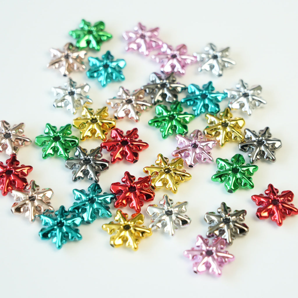 Pentagram Snowflake Acrylic Beads 14mm 21mm Metallic Plated 100pcs 4