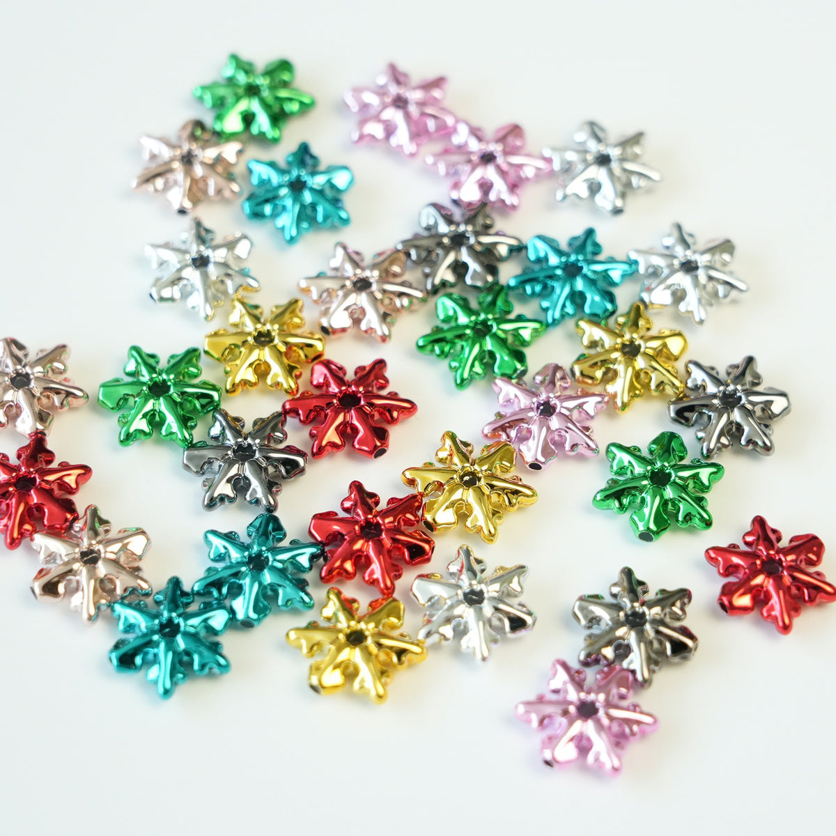 Pentagram Snowflake Acrylic Beads 14mm 21mm Metallic Plated 100pcs 4