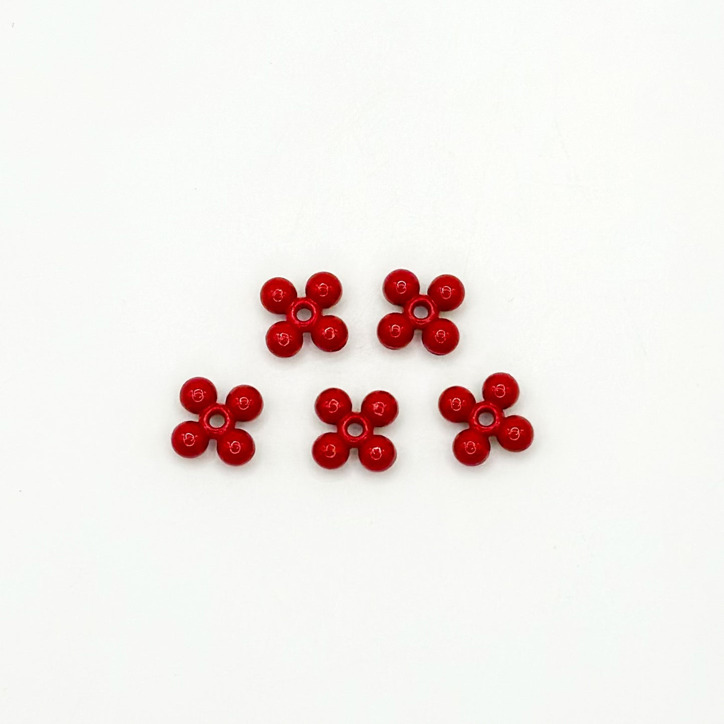 Four Leaf Clover Metal Beads 7.5mm Baking Painted Alloy Spacer 50pcs 18