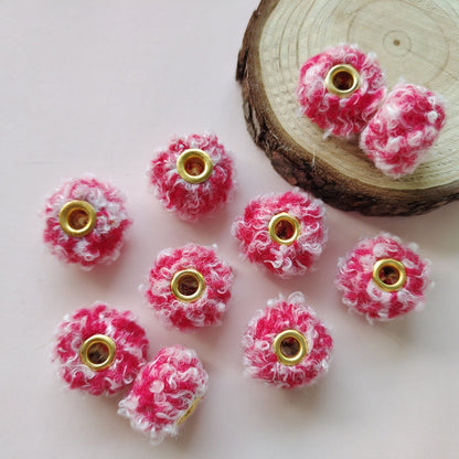 Fabric Fluffy Spacer Beads 15mm Two-Color Teddy 100pcs 10
