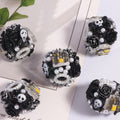 Halloween Barrel Clay Beads 26mm Skull Black Roses Pearl 5pcs 6