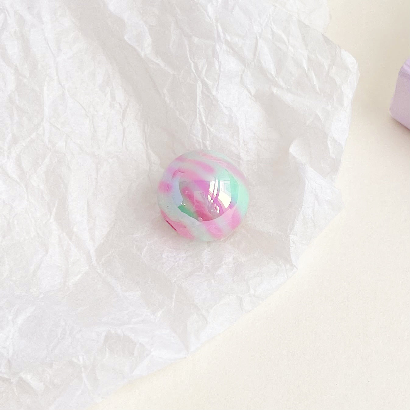 UV Plating Round Acrylic Beads 15mm Dual Color Flow 100pcs 9