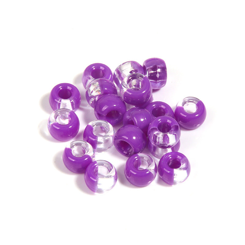Clear Two-color Pony Beads 9mm Translucent Mixed Colors 200pcs 12