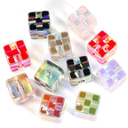 Checkerboard Cube Acrylic Beads 14mm Colorful Mixed 30pcs