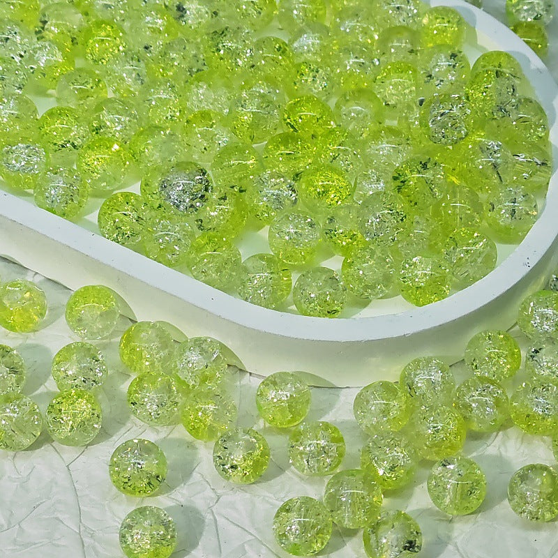 Crackle Glass Beads Round 10mm Transparent Mixed Colors 50pcs 70