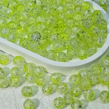 Crackle Glass Beads Round 10mm Transparent Mixed Colors 50pcs 70