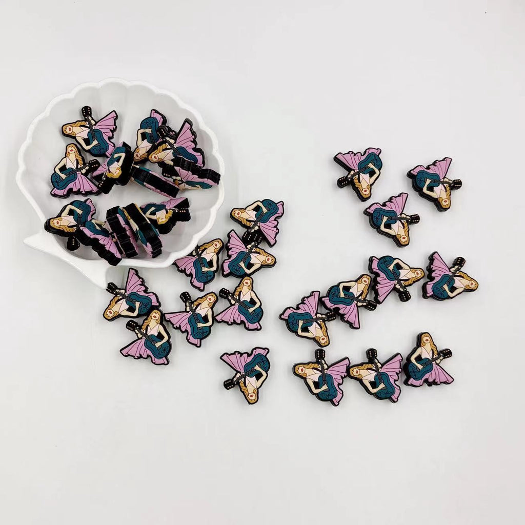 Silicone Focal Beads Taylor Swift Red Lips Vintage Hats 20pcs 4