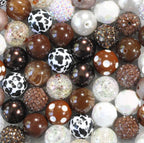 Bubblegum Beads 20mm Brown White Polka Dot Rhinestone Chunky Mix 50pcs 2