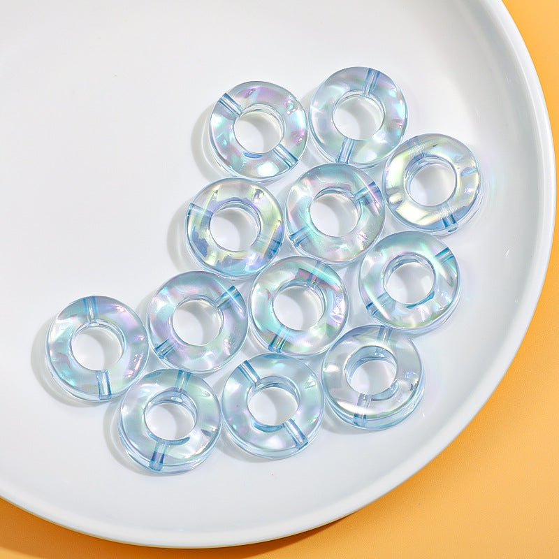 Acrylic Doughnut Spacer Beads 21mm Transparent Plating 50pcs 7