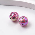 Plated Round Acrylic Beads 16mm UV Rhinestone Embedded 50pcs 3