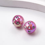 Plated Round Acrylic Beads 16mm UV Rhinestone Embedded 50pcs 3