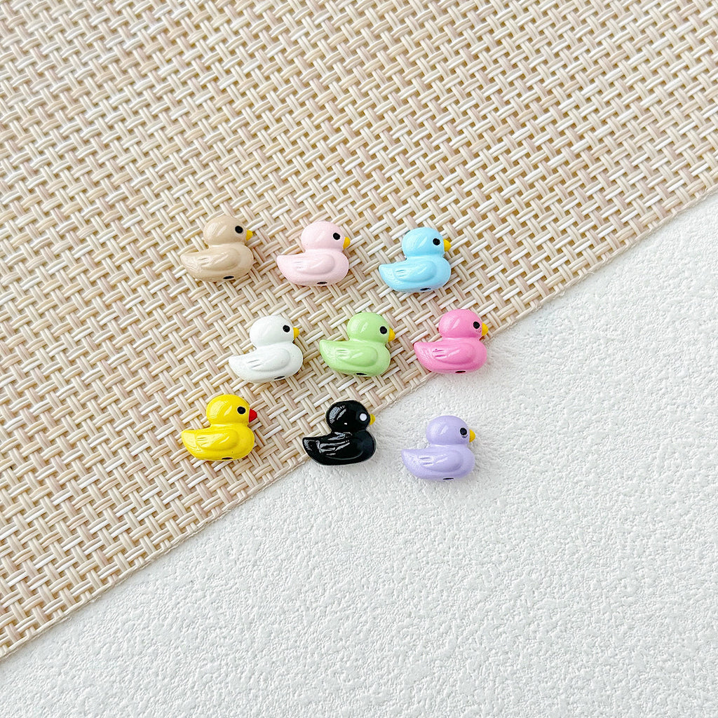 Duck Metal Beads 10mm 3D Baking Painted Alloy 10pcs 2
