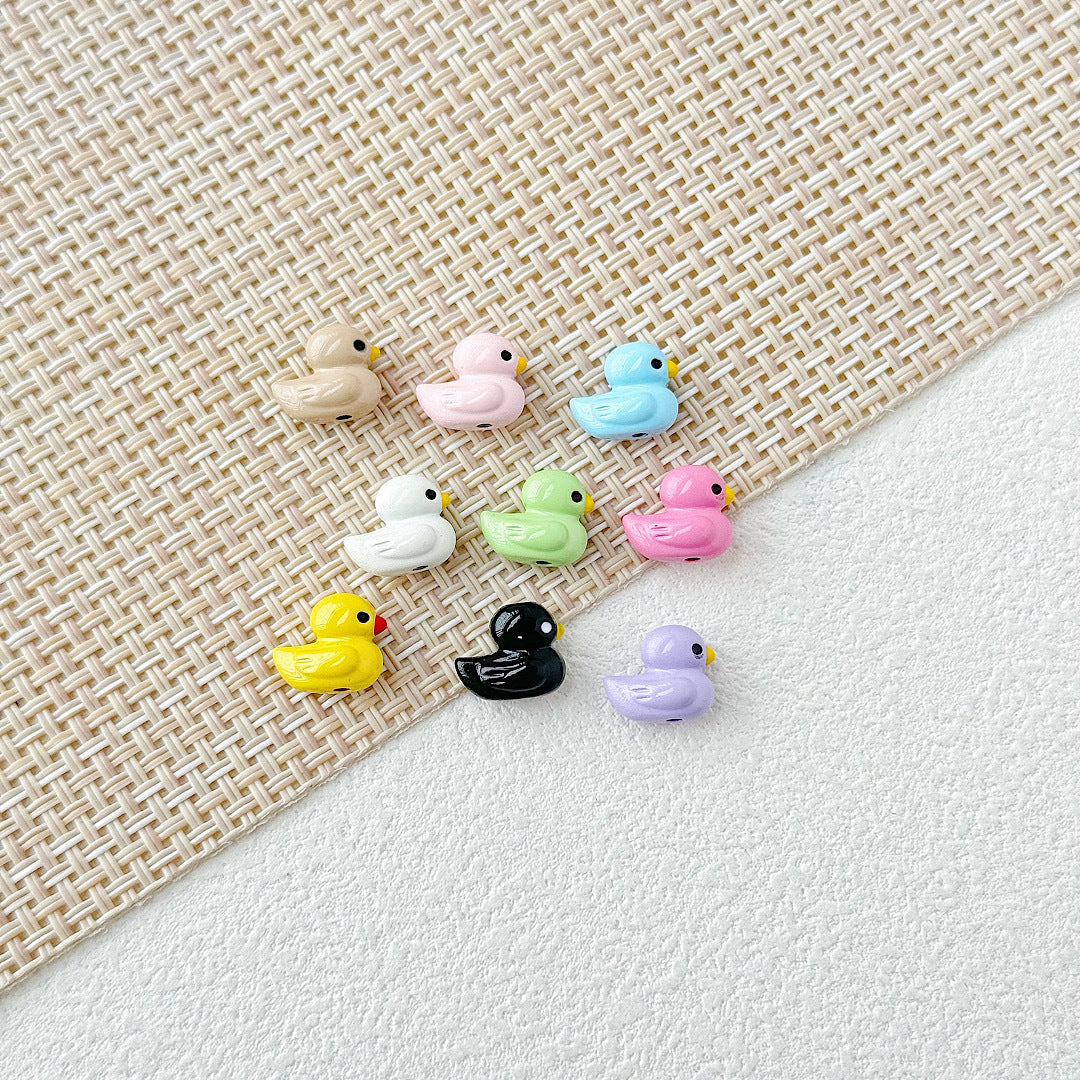 Duck Metal Beads 10mm 3D Baking Painted Alloy 10pcs 2