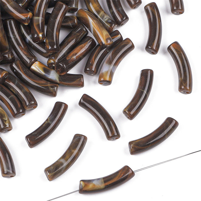 Curved Tube Acrylic Beads 32mm Translucent Mixed Colors 40pcs 16
