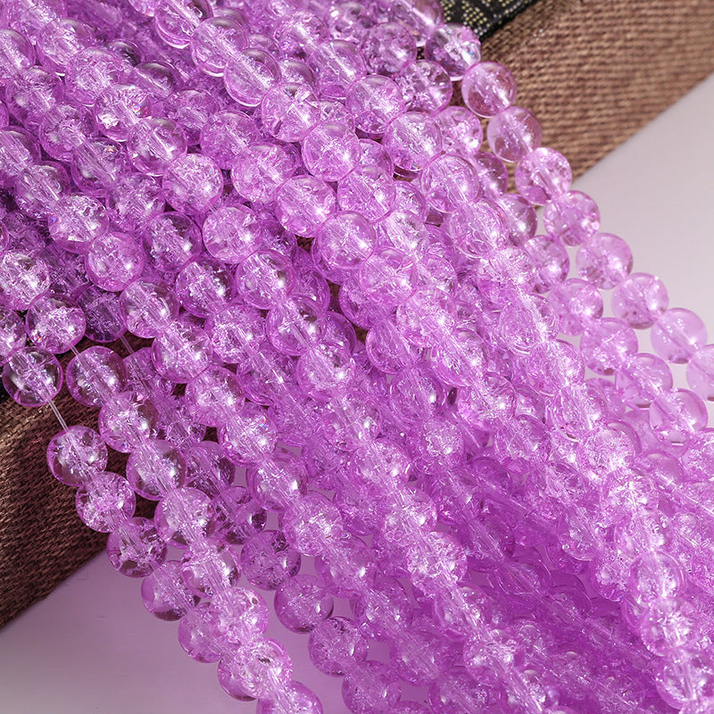 Electroplated Crackle Glass Beads 8mm Vibrant Mixed Colors 10 Strands 14