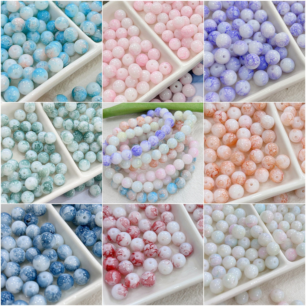 Czech Glass Beads Round 8mm Ink Painting Gradient Pastel 100pcs